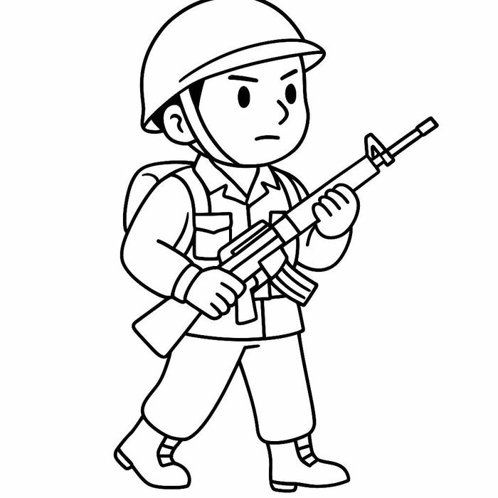 Tranh tô màu chú bộ đội đơn giản dễ vẽ