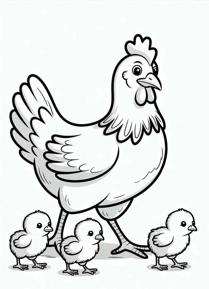 Tranh tô màu con gà hình vẽ dễ nhận biết