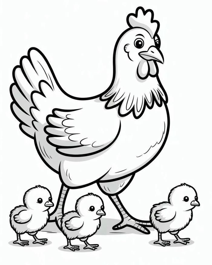 Tranh tô màu con gà kiểu minh họa sinh động