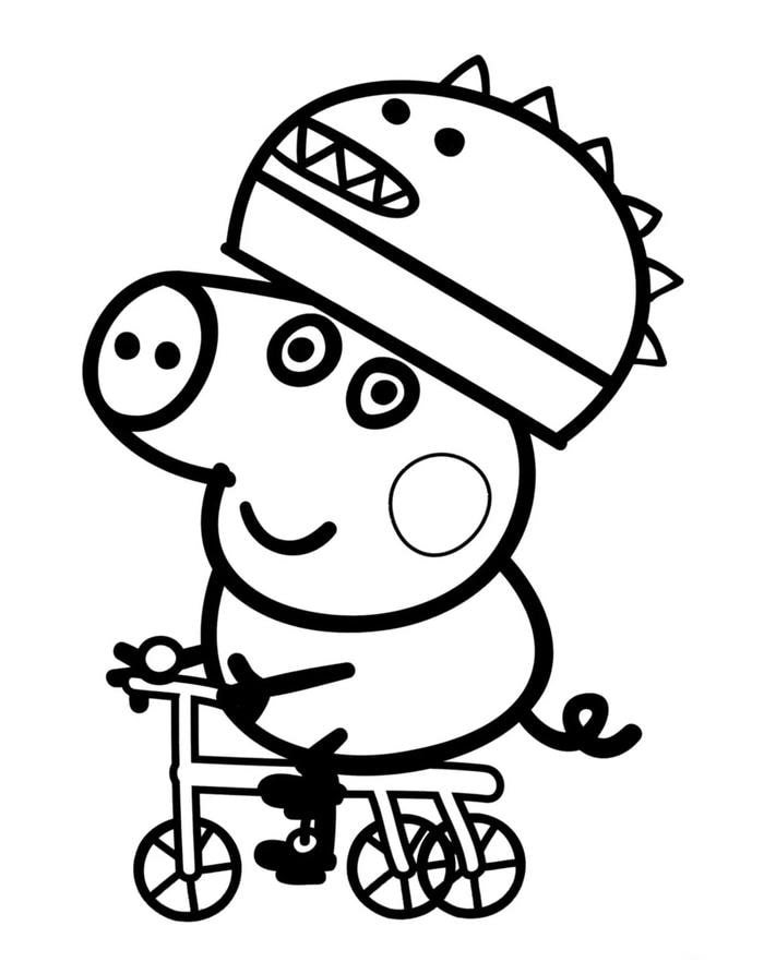 Tranh tô màu con lợn với hai tai lớn dễ nhận biết