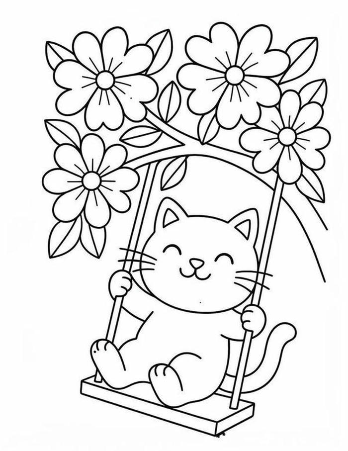 Tranh tô màu con mèo có bộ lông mềm