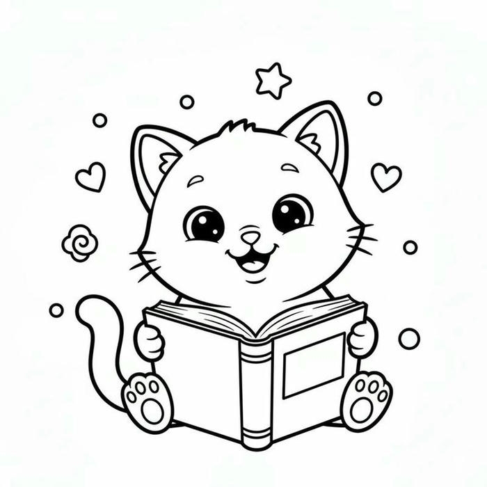 Tranh tô màu con mèo có đôi mắt tròn