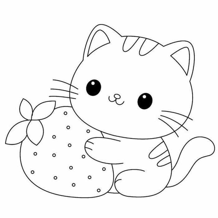 Tranh tô màu con mèo với nét mặt vui