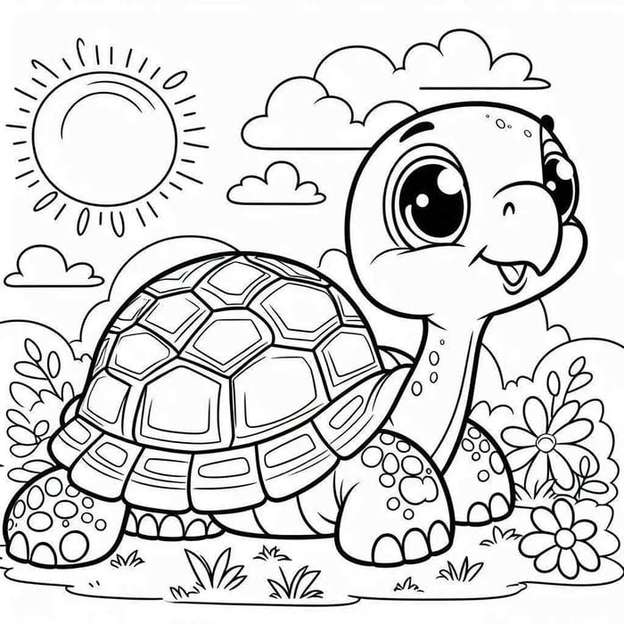 Tranh tô màu con rùa với hình vẽ sinh động cho bé