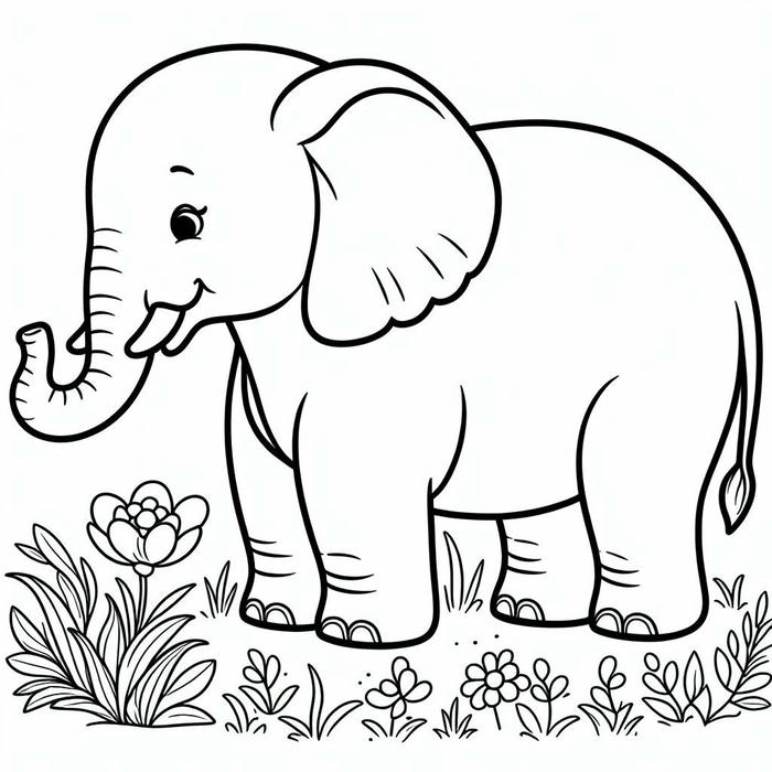 Tranh tô màu con voi biểu cảm thật vui