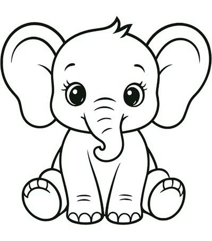 Tranh tô màu con voi gương mặt thân thiện