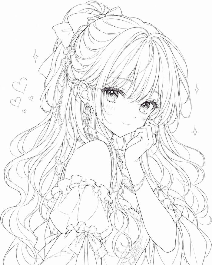 Tranh tô màu công chúa anime nổi bật