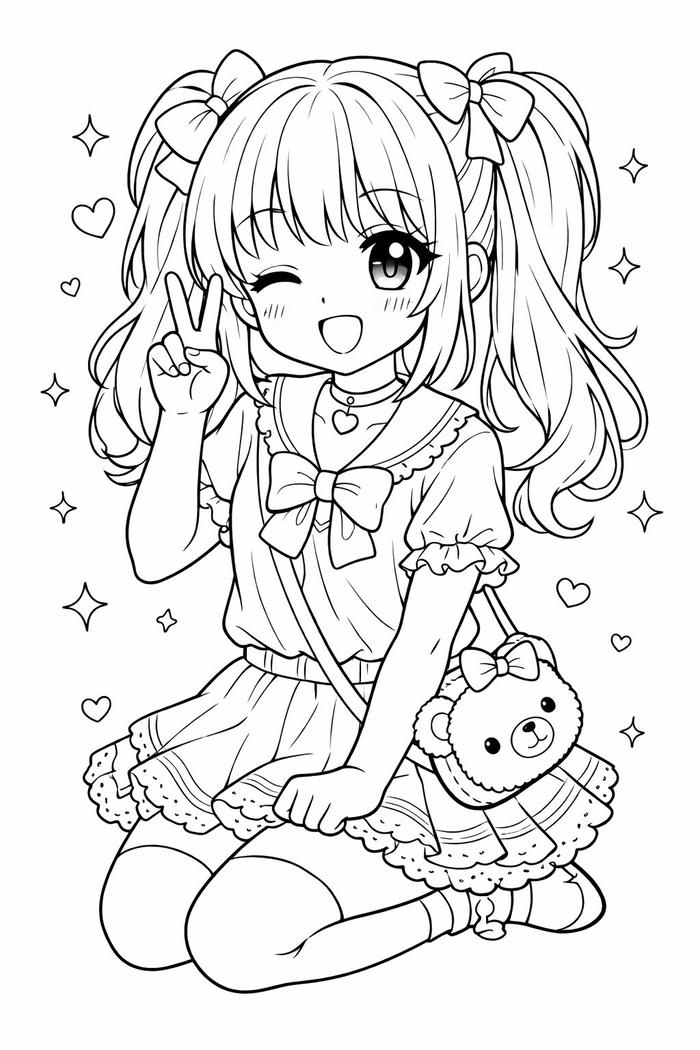 Tranh tô màu công chúa anime yêu kiều