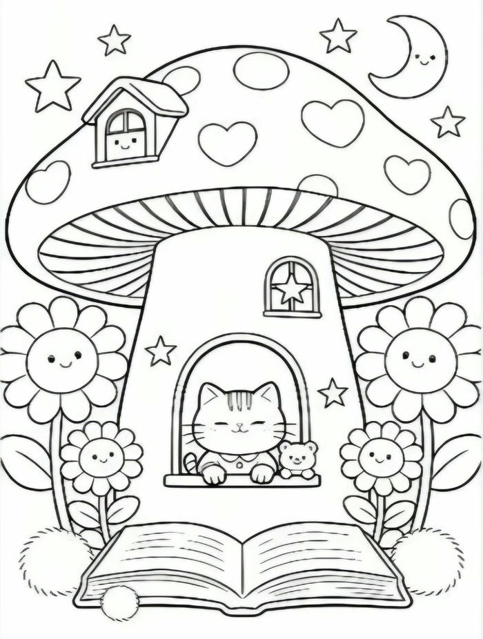 Tranh tô màu cute thể hiện hình ảnh dễ thương