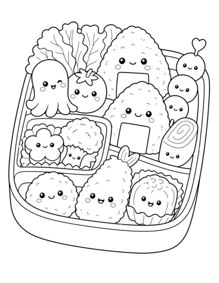 Tranh tô màu đồ ăn cute mini đáng yêu