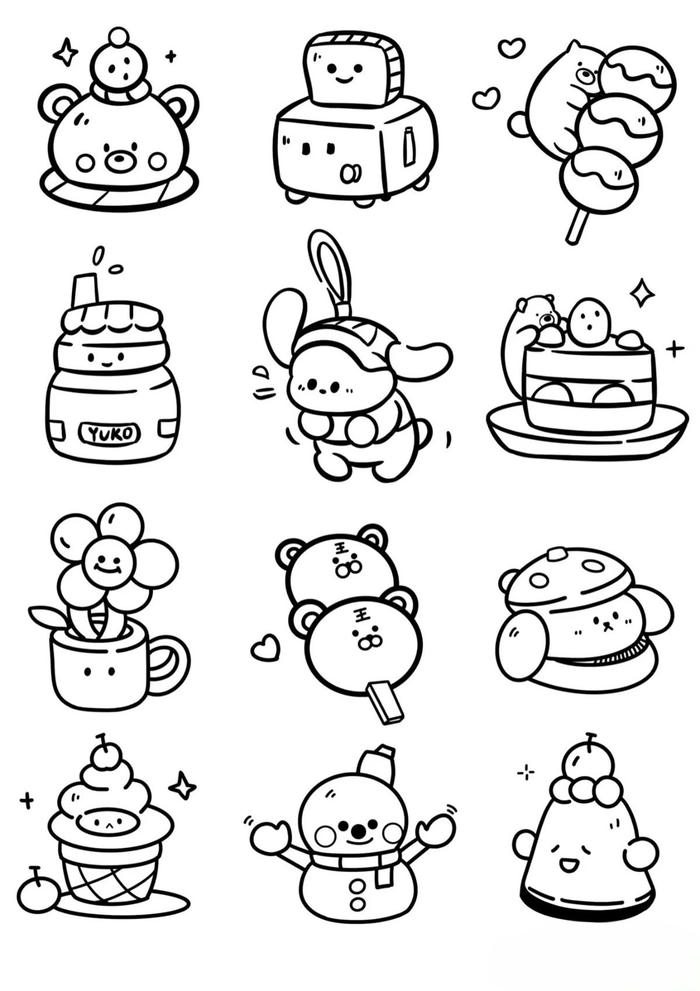 Tranh tô màu đồ ăn cute mini mẫu vẽ độc đáo