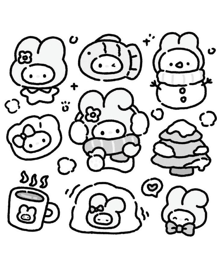 Tranh tô màu đồ ăn cute mini tạo hình vui