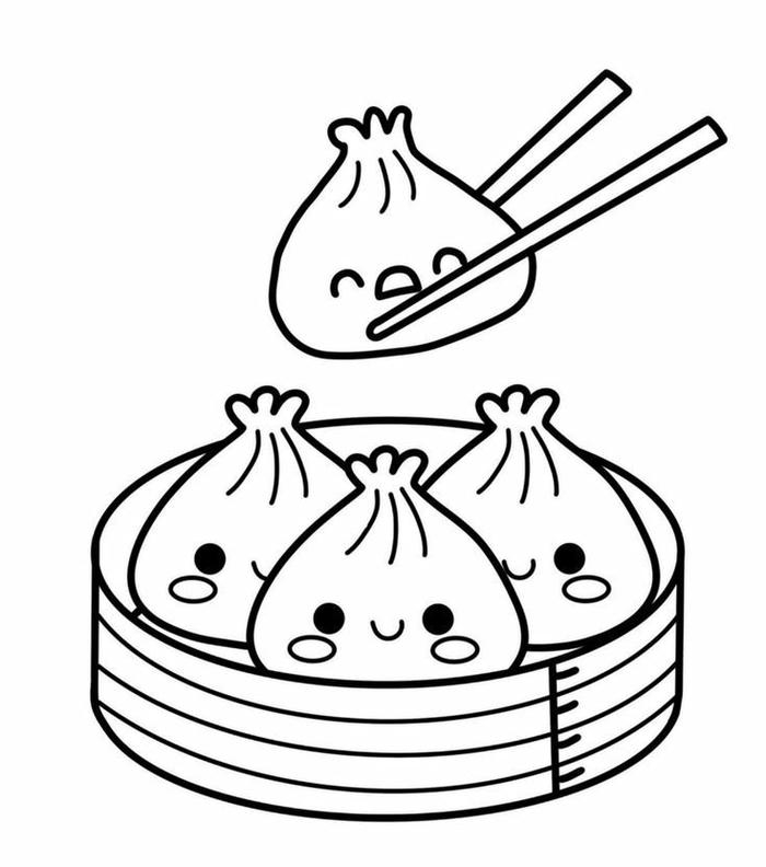 Tranh tô màu đồ ăn mẫu hình ngộ nghĩnh