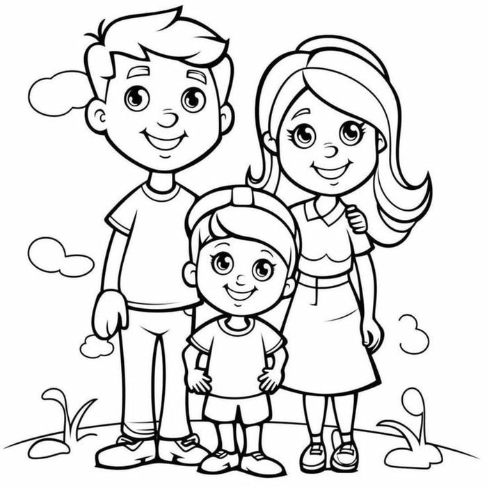 Tranh tô màu gia đình mang dáng vẻ hạnh phúc