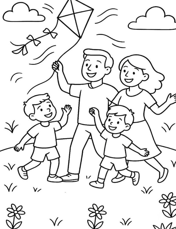 Tranh tô màu gia đình thể hiện nét đáng mến