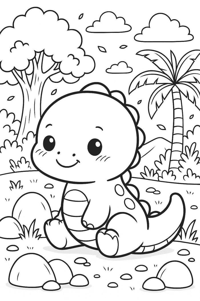 Tranh tô màu khủng long với dáng cân đối