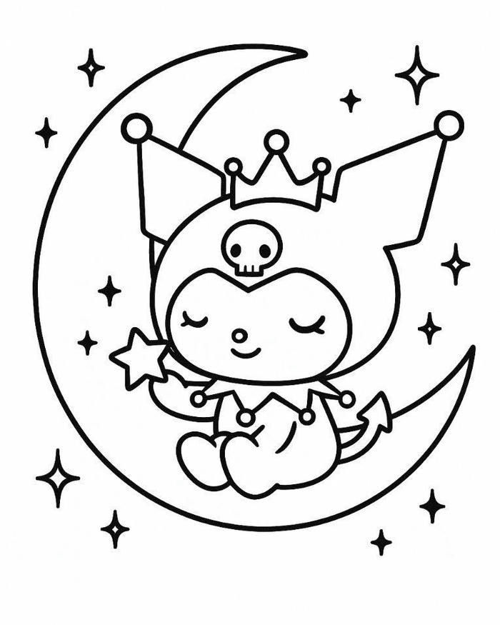 Tranh tô màu kuromi có biểu cảm dễ thương