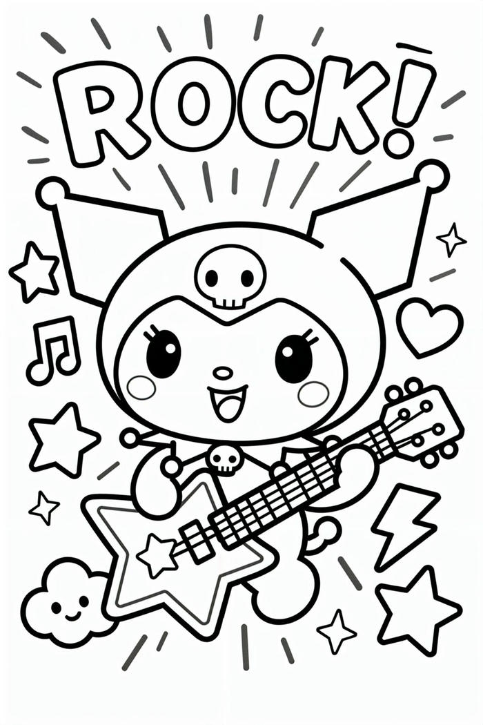Tranh tô màu kuromi có nét vẽ hài hòa