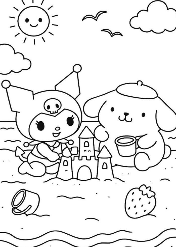 Tranh tô màu kuromi mang dáng vẻ xinh xắn