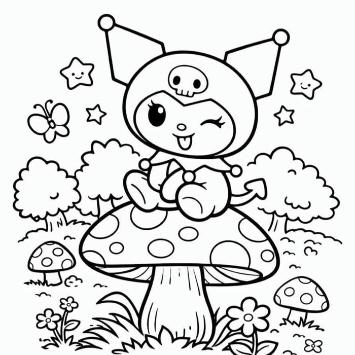 Tranh tô màu kuromi mang hình vẽ ngộ nghĩnh