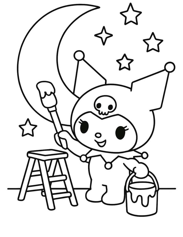 Tranh tô màu kuromi thể hiện phong cách cá tính