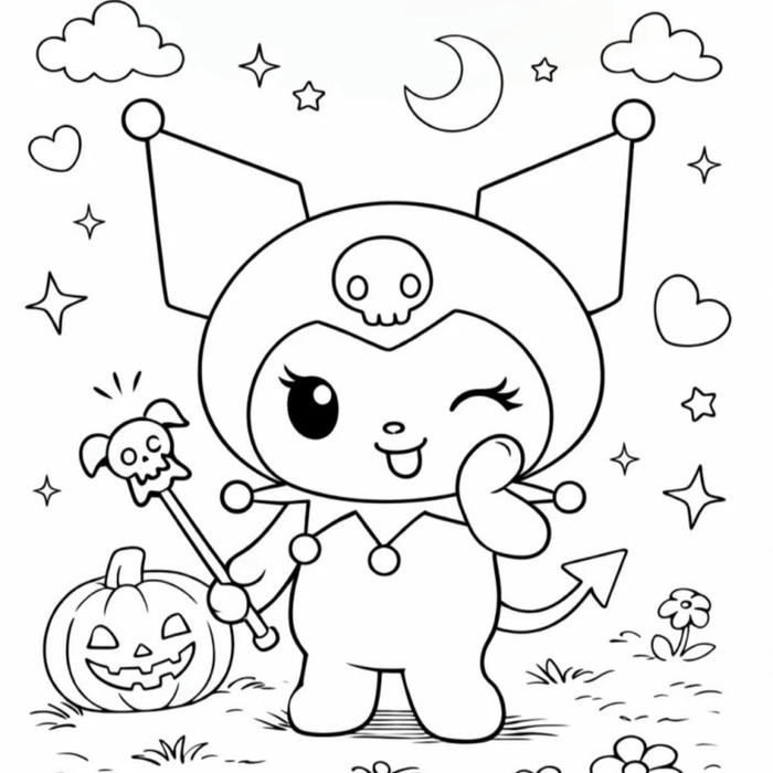 Tranh tô màu kuromi với tạo hình cá tính đáng yêu