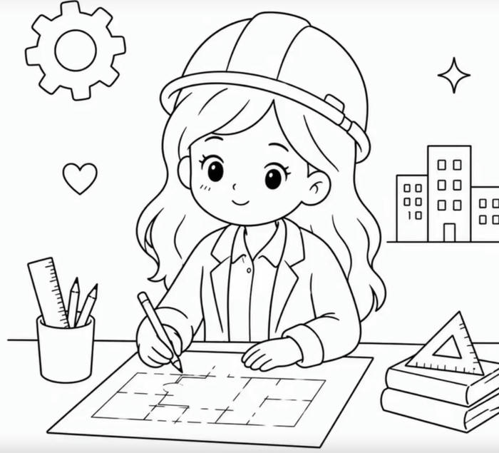 Tranh tô màu nghề nghiệp với hình vẽ dễ thương