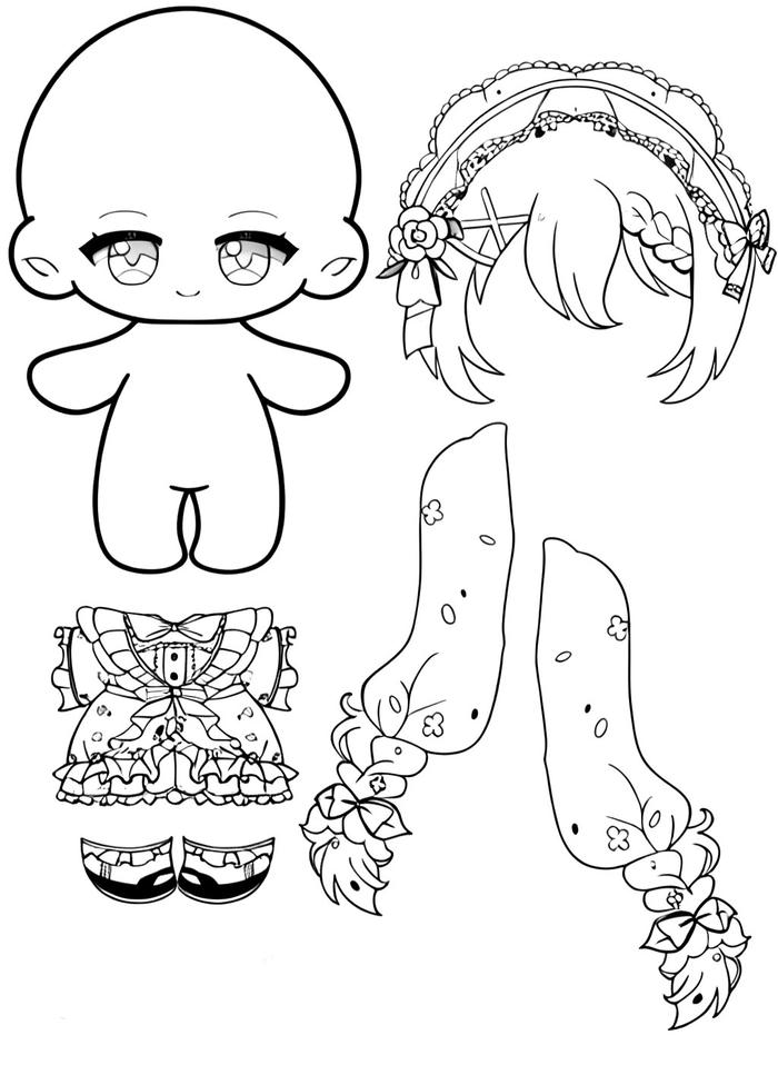 Tranh tô màu pinterest paper doll búp bê giấy chibi dễ thương