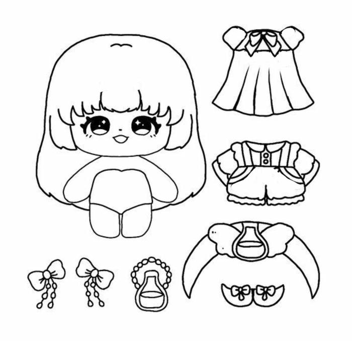 Tranh tô màu pinterest paper doll búp bê giấy chibi mang phong cách đáng yêu