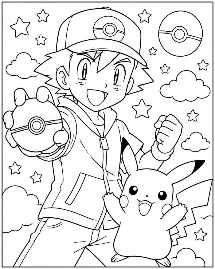 Tranh tô màu pokemon tạo cảm giác vui tươi