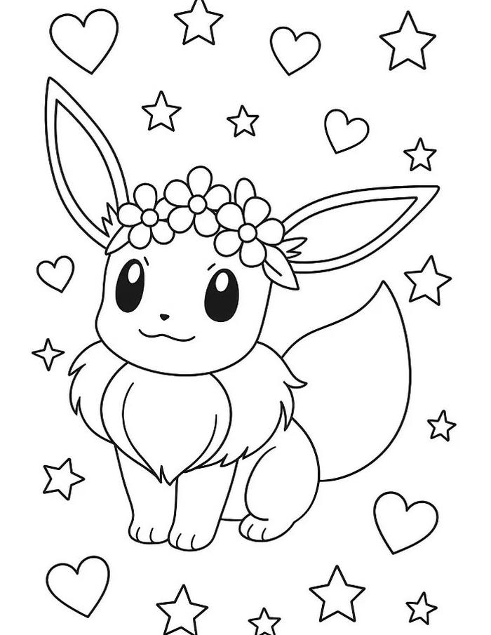 Tranh tô màu pokemon thể hiện dáng vẻ thân thiện