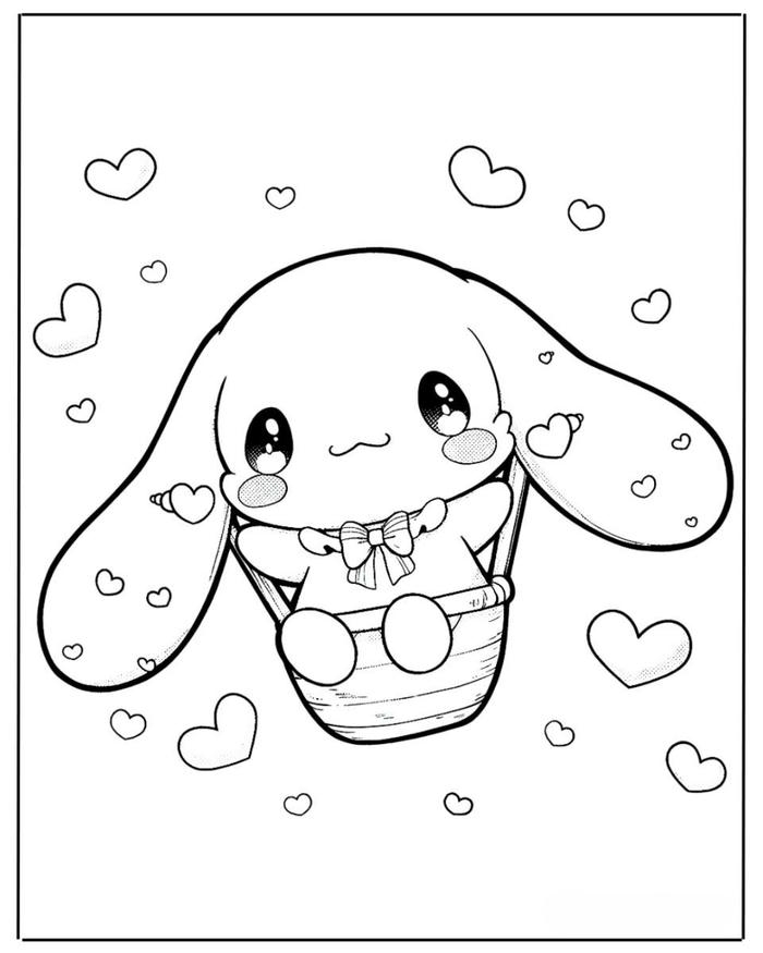 Tranh tô màu sanrio dễ thương chú thỏ Bunny.