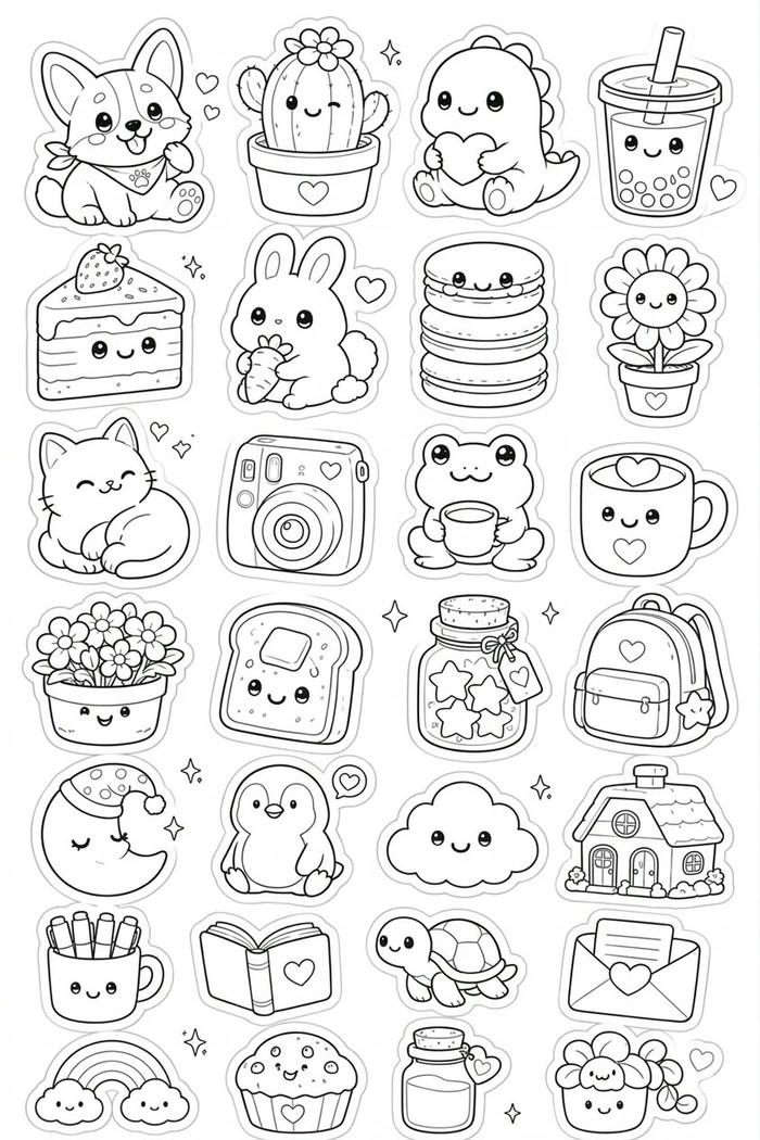 Tranh tô màu sticker cute có kiểu dáng dễ thương