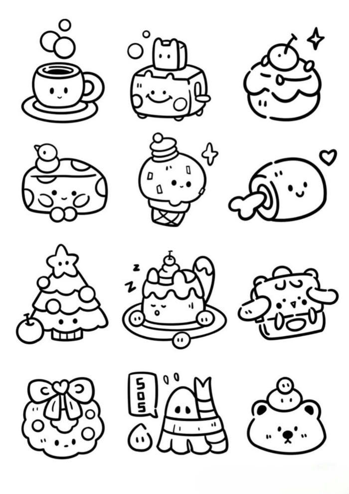 Tranh tô màu sticker cute đường viền gọn gàng