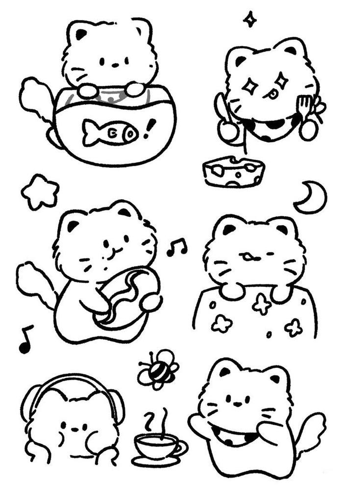 Tranh tô màu sticker cute hình ảnh dễ thương