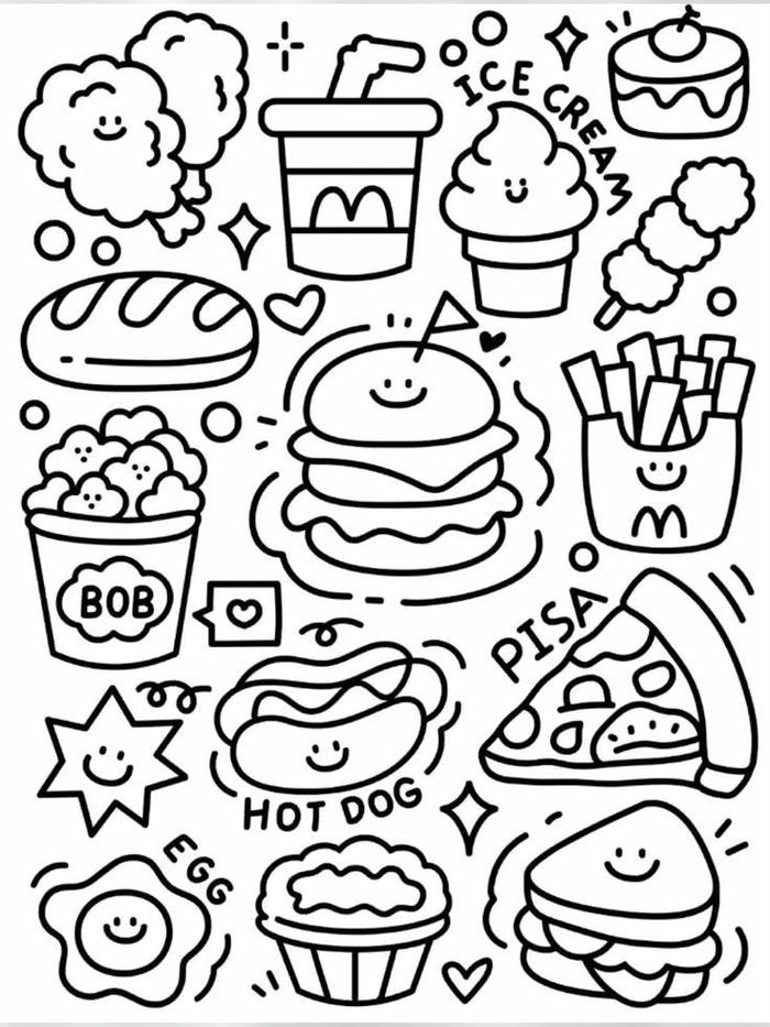 Tranh tô màu sticker cute hình dáng nhỏ xinh
