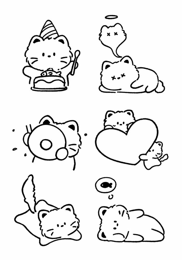 Tranh tô màu sticker cute hình minh họa đáng yêu