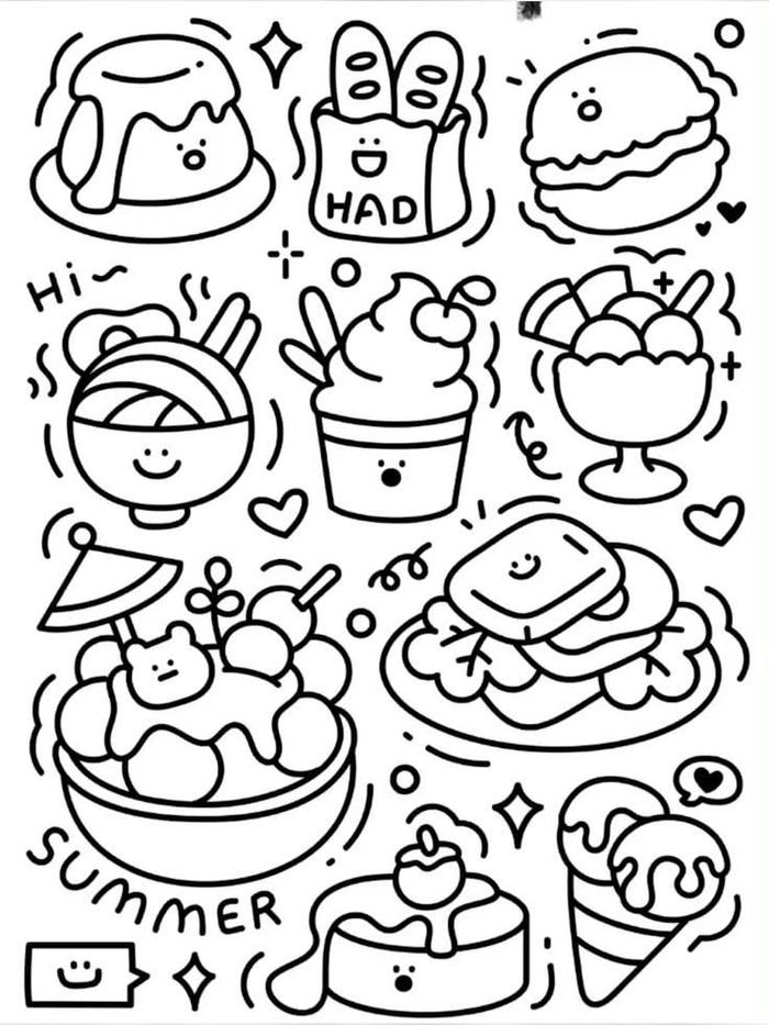 Tranh tô màu sticker cute kiểu dáng ngộ nghĩnh