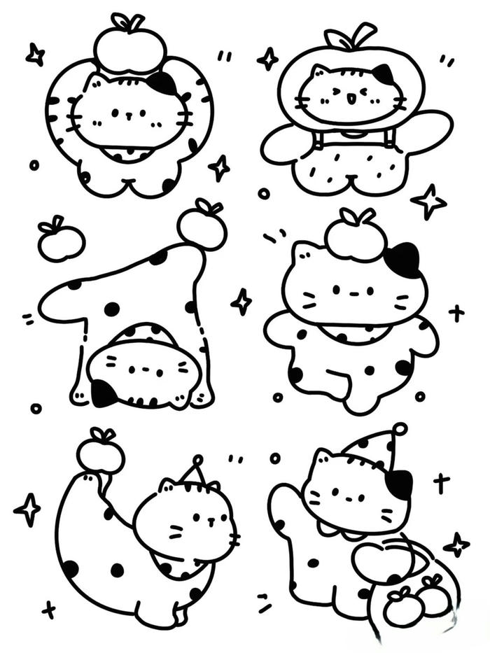 Tranh tô màu sticker cute kiểu vẽ ngộ nghĩnh