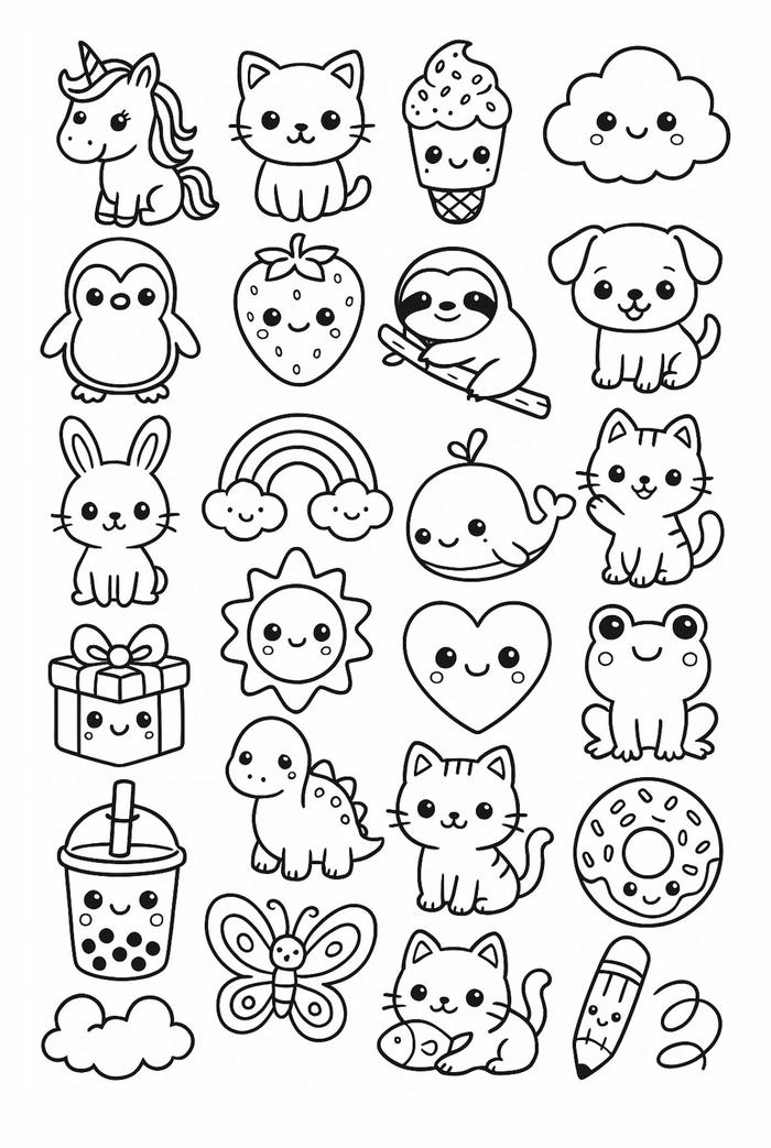 Tranh tô màu sticker cute mẫu hình bắt mắt