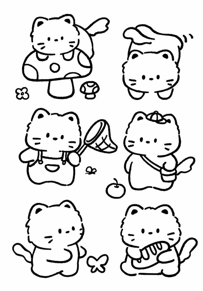 Tranh tô màu sticker cute nét hình hài hòa