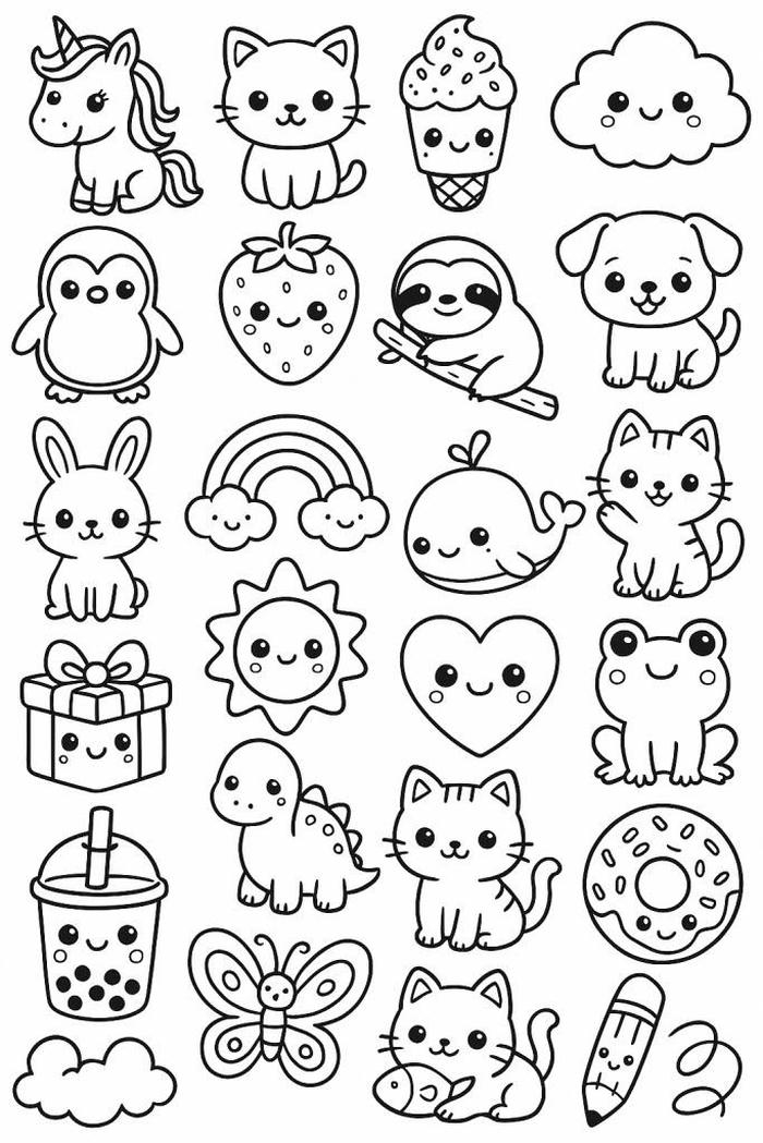 Tranh tô màu sticker cute với hình vẽ xinh