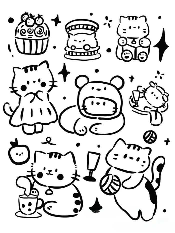 Tranh tô màu sticker cute với tạo hình xinh xắn