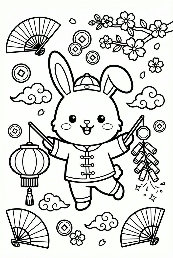Tranh tô màu tết có đường nét mềm mại
