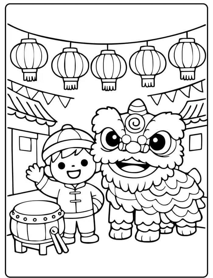 Tranh tô màu tết mang hình ảnh thân thuộc
