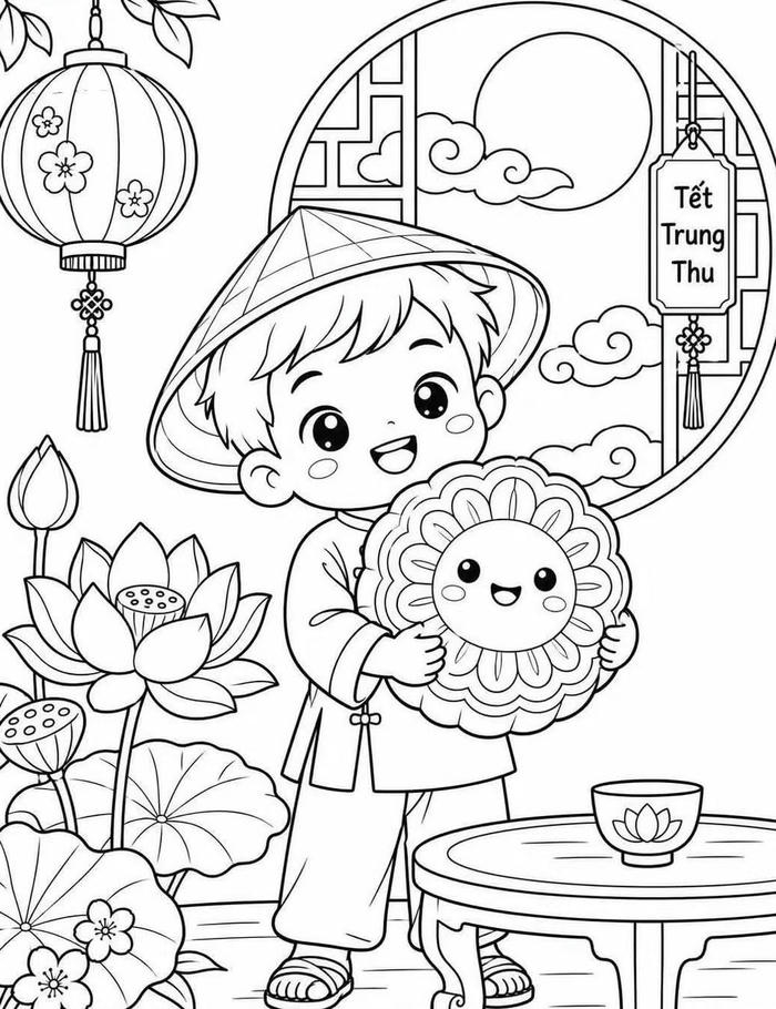 Tranh tô màu tết với mẫu hình vui nhộn