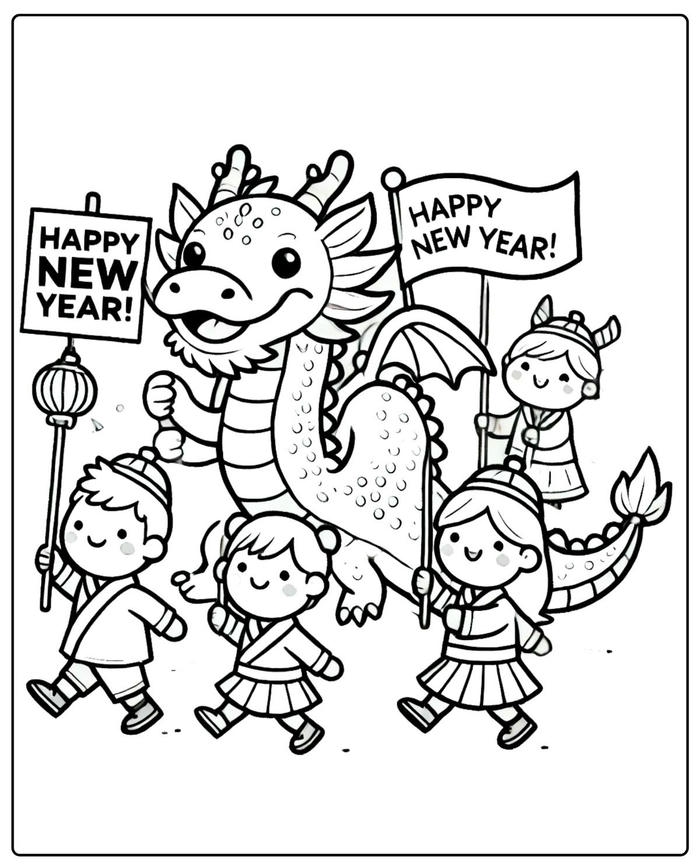 Tranh tô màu tết với tạo hình ngộ nghĩnh