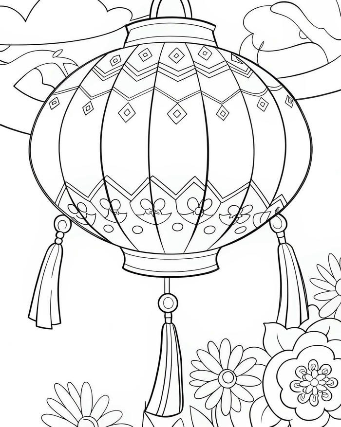 Tranh tô màu trung thu có bố cục hình rõ nét