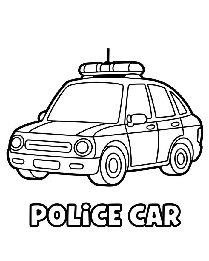 Tranh tô màu xe cảnh sát hình ô tô polícia car