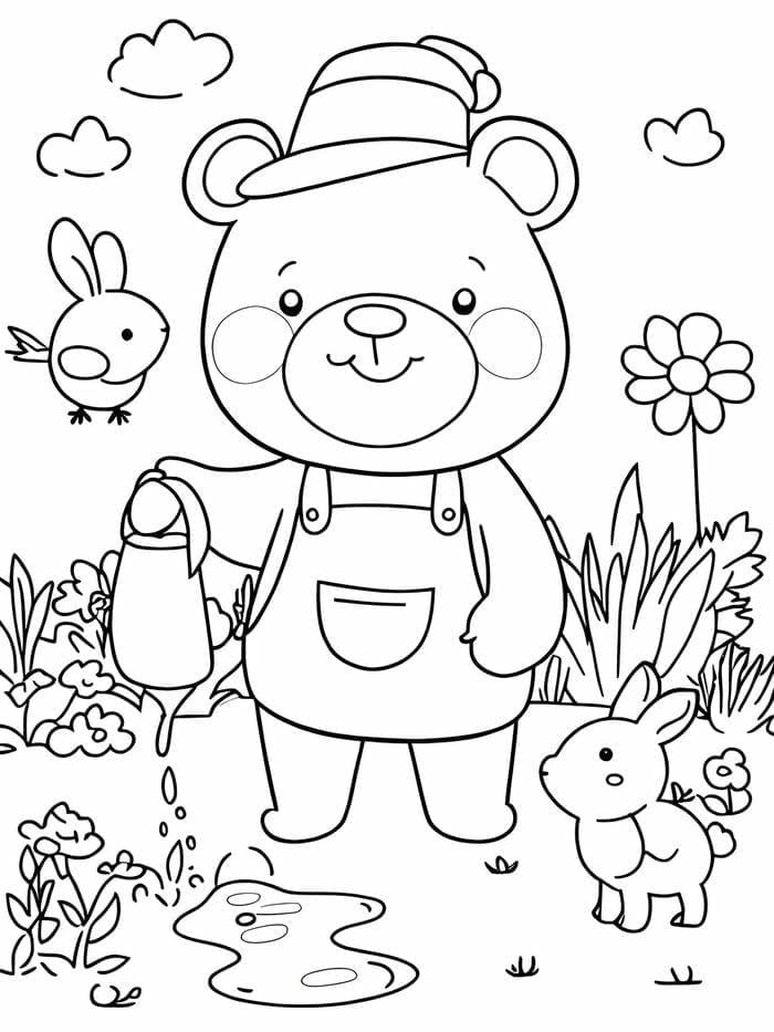 ảnh giúp bé chăm tô màu con gấu dễ thương